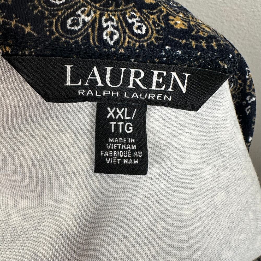 Lauren Ralph Lauren Paisley Cotton Blend Top Shirt Lauren Navy Multi XXL Classic - Picture 12 of 16